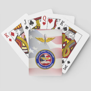 Proud Army Veteran Aviation USA Flag Playing Cards