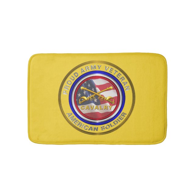 Proud Army Veteran Cavalry Soldier Bath Mat (Front)