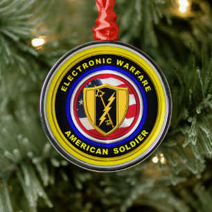 Proud Army Veteran Electronic Warfare Christmas Metal Ornament