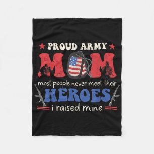 Proud Army Veteran Mum I Raised My Heroes Flag Ret Fleece Blanket