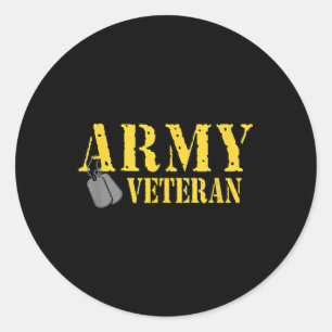 Proud Army Veteran Shirt Military Pride T Shirt Classic Round Sticker