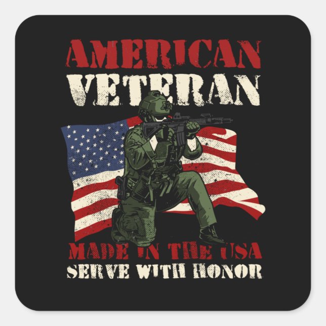 Proud Army Veteran USA Soldier United States´ Square Sticker (Front)
