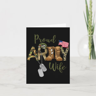 Proud army wife military wife with dog tag us flag card