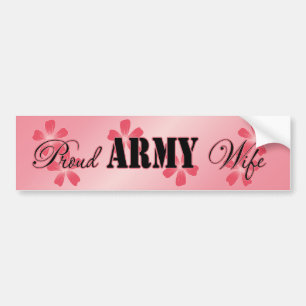 Proud Army Wife Peach Flowers Bumper Sticker