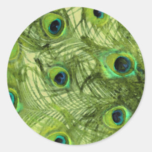 Proud as a Peacock Green Blue Classic Round Sticker