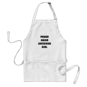 Proud Asian American Girl, black white Standard Apron