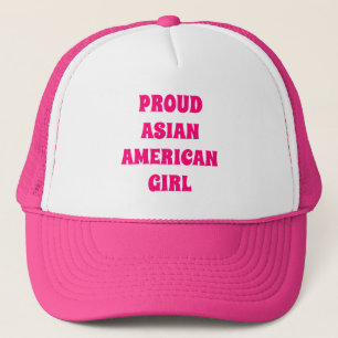 Proud Asian American Girl, cute hot pink white Trucker Hat