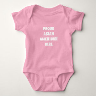 Proud Asian American Girl pink white Baby Bodysuit