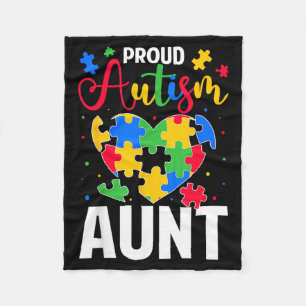 Proud Au Aunt Au Awareness Day Heart Puzzles Fleece Blanket