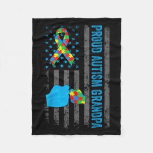 Proud Au Grandpa Aamerican Flag Au Awareness Fleece Blanket