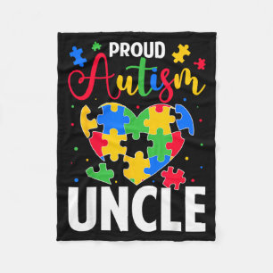 Proud Au Uncle Au Awareness Day Heart Puzzles Fleece Blanket