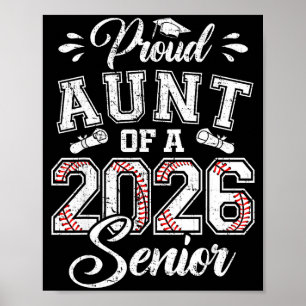 Proud Aunt 2026 Senior Baseball Illustration Poster