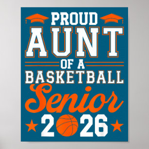 Proud Aunt 2026 Senior Basketball Illustration Poster