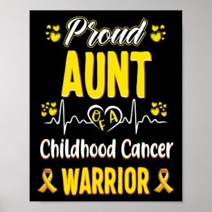 Proud Aunt Childhood Cancer Warrior Awareness Ribb Poster