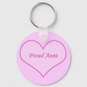 Proud Aunt Keychain, Pink Key Ring