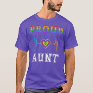 Proud Aunt LGBT Rainbow Heartbeat Family Gay Pride T-Shirt
