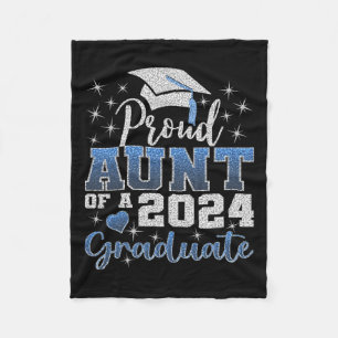 Proud Aunt Of 2024 Graduate Awesome Family College Fleece Blanket