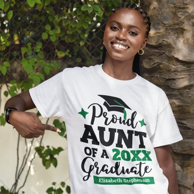 Proud Aunt of a 2022 graduate black green tassel T-Shirt (Creator Uploaded)