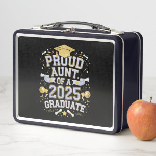 Proud Aunt Of A 2025 Graduate Graduation Family Metal Lunch Box