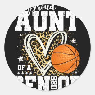 Proud Aunt Of A 2026 Senior Sketll Graduation Leop Classic Round Sticker