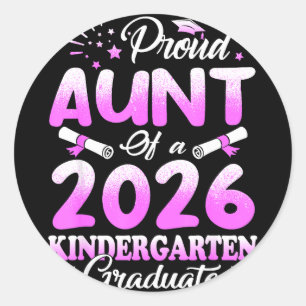 Proud aunt of a class of 2026 graduate floralProud Classic Round Sticker