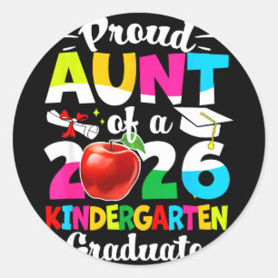 Proud aunt of a class of 2026 graduate kids Proud Classic Round Sticker
