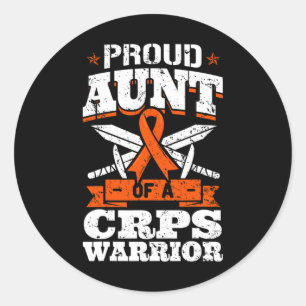 Proud Aunt Of A CRPS Warrior RSD Awareness Ribbon Classic Round Sticker