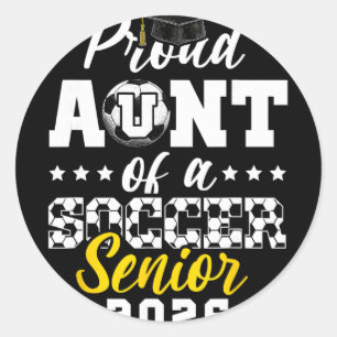 Proud Aunt Of A Soccer Senior 2026 Graduation Gift Classic Round Sticker