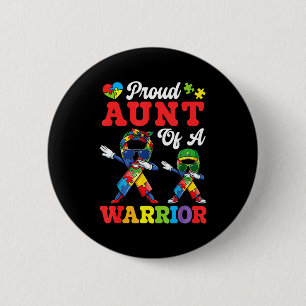 Proud Aunt Of An Autism Warrior Dabbing Ribbon Awa 6 Cm Round Badge