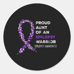 Proud Aunt Of An Epilepsy Warrior Epilepsy Awarene Classic Round Sticker