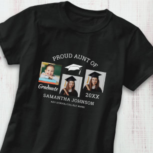 Proud Aunt of Graduate 3 Photo Family Matching  T-Shirt