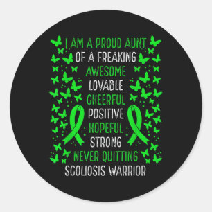 Proud Aunt Of Scoliosis Warrior Awareness Movement Classic Round Sticker