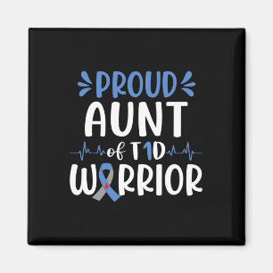 Proud Aunt Of T1d Warrior Diabetes Awareness Blue Magnet