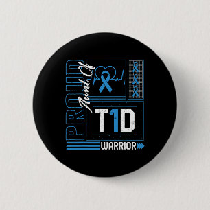 Proud Aunt Of T1d Warrior Ribbon Diabetes Awarenes 6 Cm Round Badge