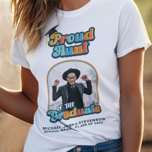 Proud Aunt of the graduate photo groovy retro  T-Shirt