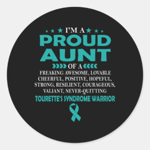 Proud Aunt Of Tourette's Syndrome Warrior T Classic Round Sticker
