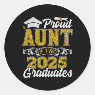 Proud Aunt Of Two 2025 Graduates Mother Cl Of 2025 Classic Round Sticker