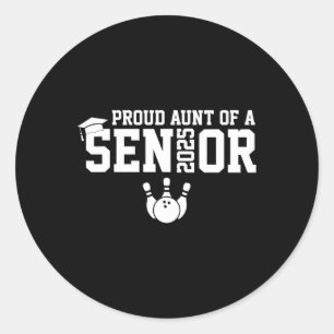 Proud Aunt Senior 2025 Bowling Player Cl Of 2025 Classic Round Sticker