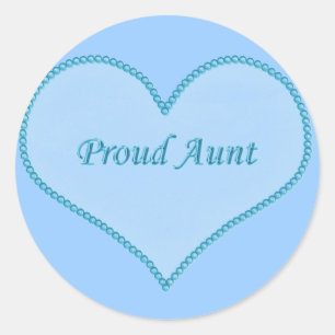 Proud Aunt Stickers, Blue Classic Round Sticker