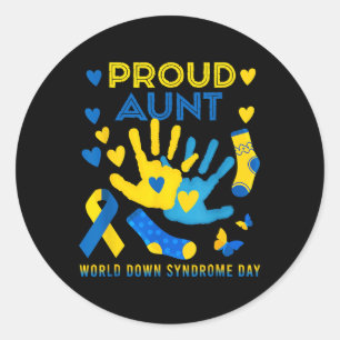 Proud Aunt T21 World Down Syndrome Awareness Day R Classic Round Sticker