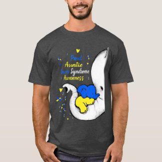 Proud Auntie Down Syndrome Awareness Day Elephant T-Shirt