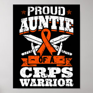 Proud Auntie Of A CRPS Warrior RSD Awareness Ribbo Poster
