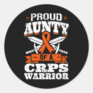 Proud Aunty Of A Crps Warrior Rsd Awareness Ribbon Classic Round Sticker