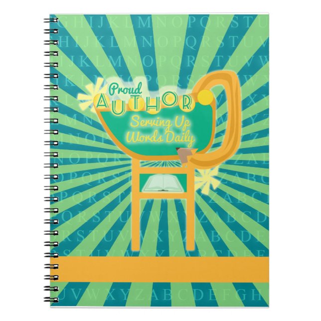 Proud Author Retro Style Diner Sign Design Notebook (Front)