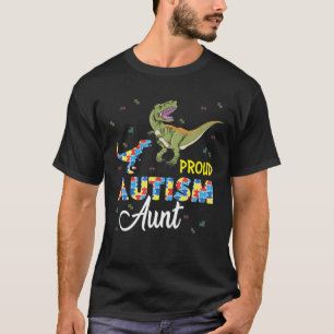 Proud Autism Aunt Dinosaur T Rex Autism Awareness T-Shirt
