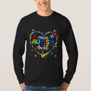 Proud Autism Aunt Heart Puzzle Autism Awareness T-Shirt