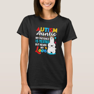 Proud Autism Aunt Llama Puzzle Autism Awareness Da T-Shirt