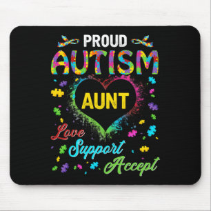 Proud Autism Aunt Love Support Accept Help Awarene Mouse Pad