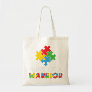 Proud Autism Aunt Of A Warrior. Autistic Awareness Tote Bag