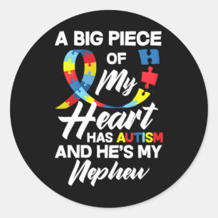 Proud Autism Aunt Uncle Autistic Nephew Autism Awa Classic Round Sticker